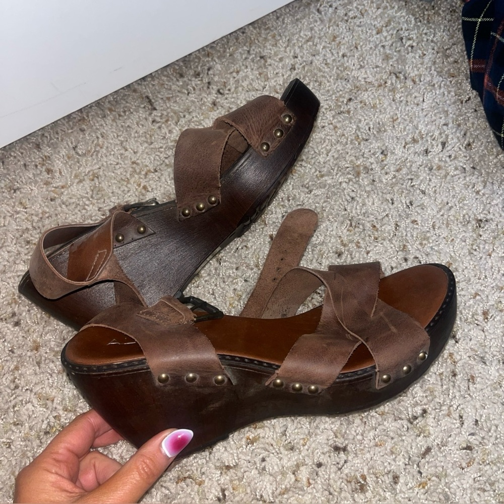 Aldo brown 
 Strappy Wedge Sandals size 8.5